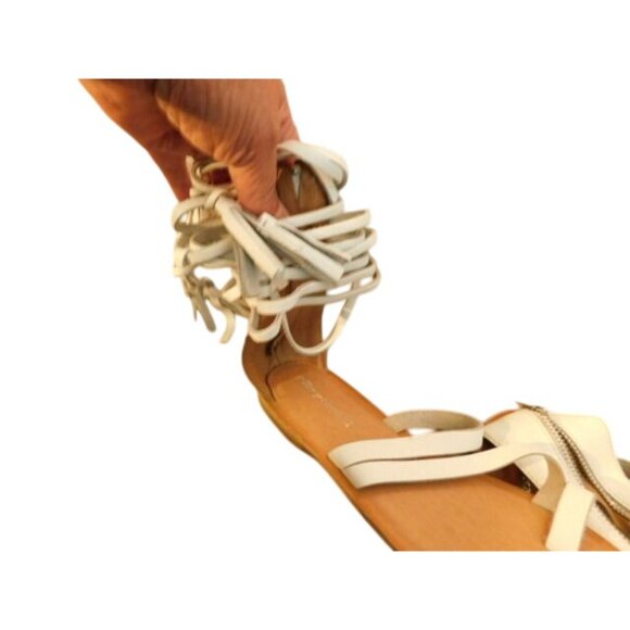 Jeffrey Campbell Size 6 White Leather Strappy Gladiator Style boho Sandals NEW - Picture 4 of 4